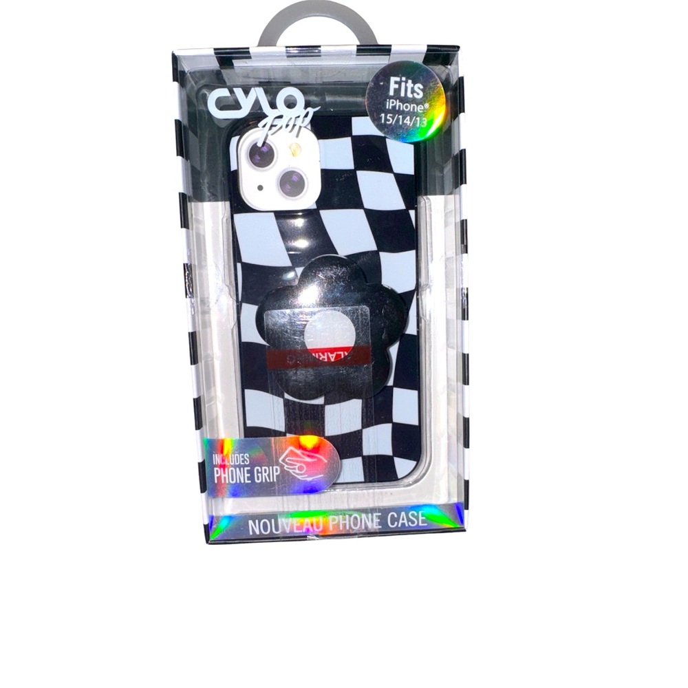 CYLO POP Nouveau Phone Case for iPhone 15/14/13 Black & White Checker Pattern